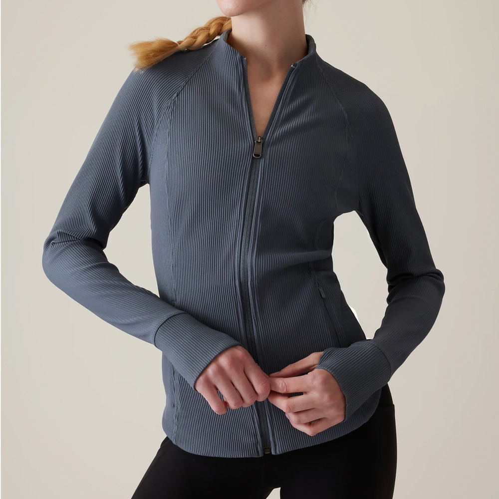 Athleta Salutation Ribbed Jacket Granite Blue